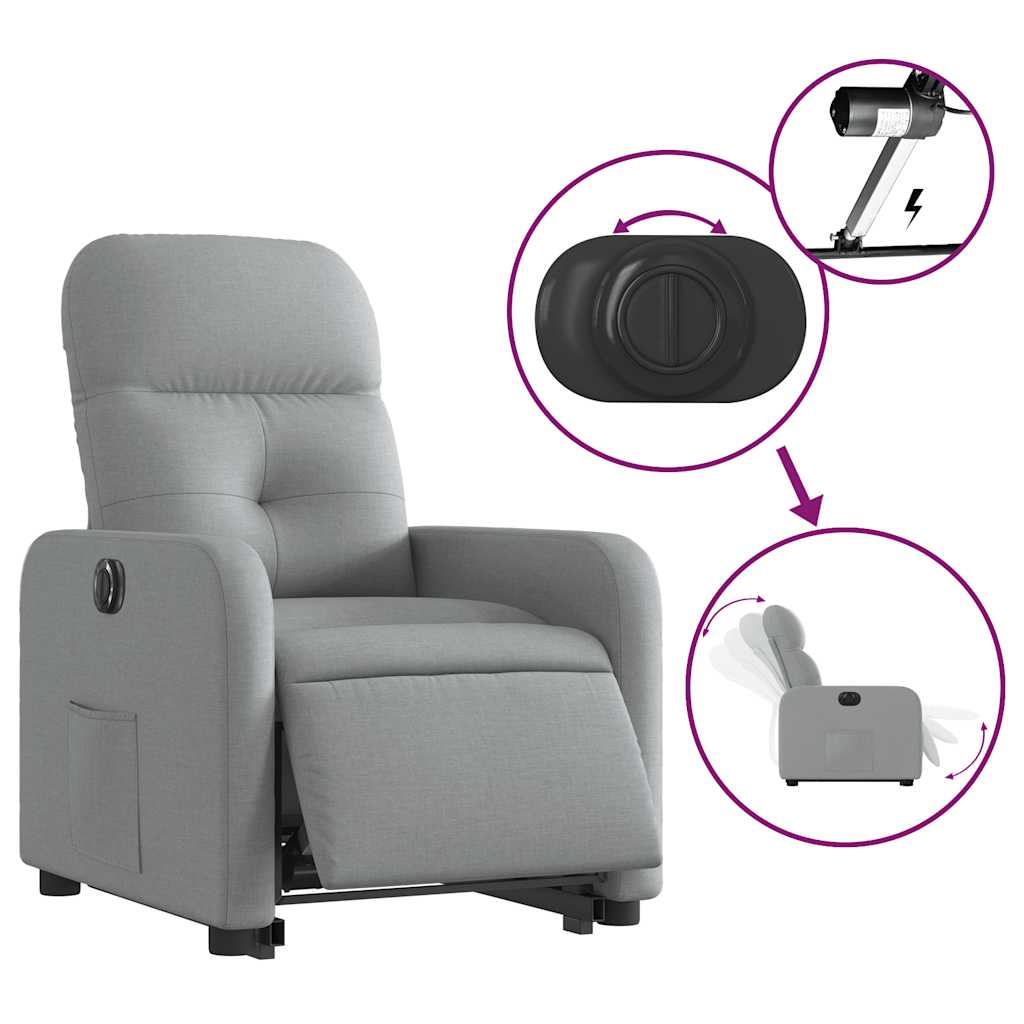 Poltrona Reclinante Alzapersona Elettrica Grigio Chiaro Tessuto | homemem39