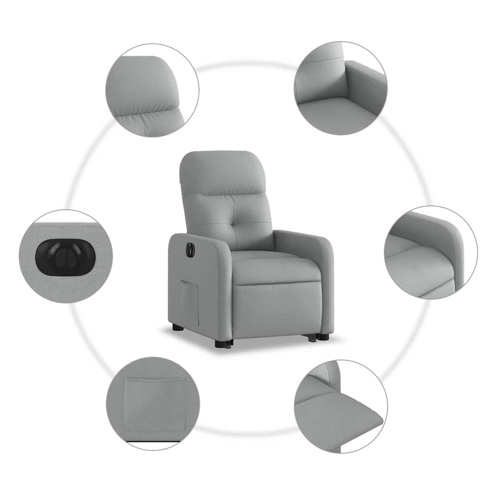 Poltrona Reclinante Alzapersona Elettrica Grigio Chiaro Tessuto | homemem39