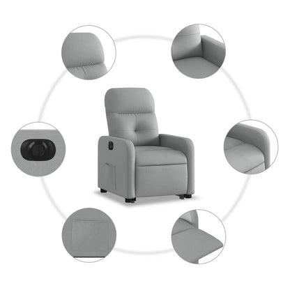 Poltrona Reclinante Alzapersona Elettrica Grigio Chiaro Tessuto | homemem39