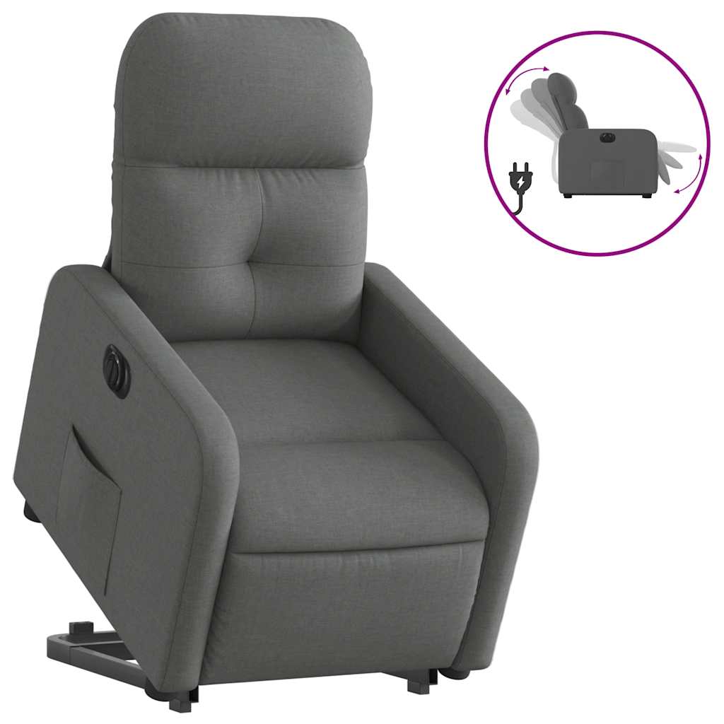 Poltrona Alzapersona Reclinabile Elettrica Grigio Scuro Tessuto | homemem39
