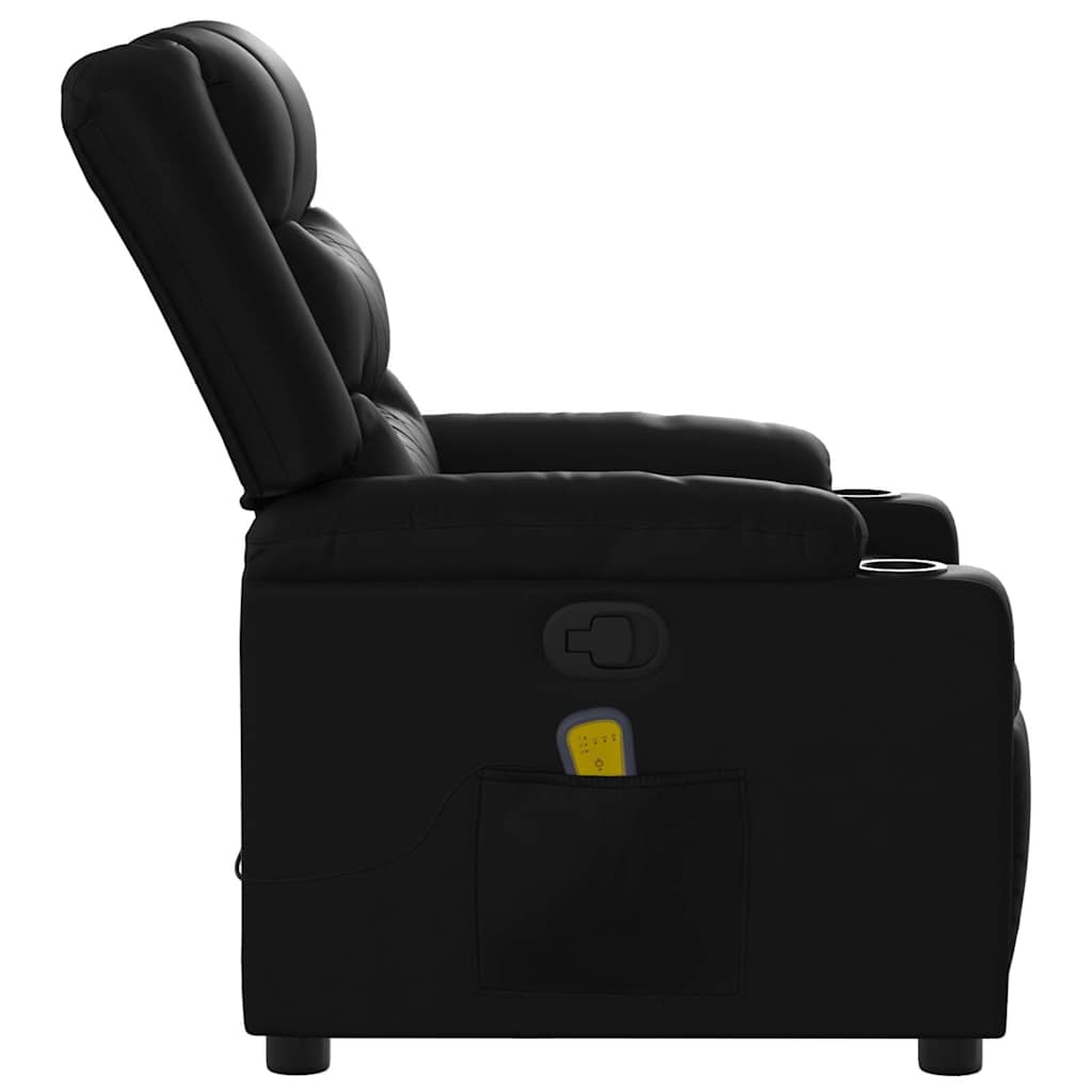 Poltrona reclinabile massaggiante in Similpelle Nera | homemem39