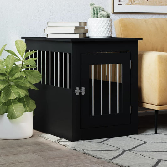 Gabbia Cani da Arredamento Nera 55x75x65cm Legno Multistrato - homemem39