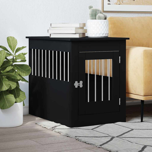 Gabbia Cani da Arredamento Nera 55x80x68cm Legno Multistrato - homemem39