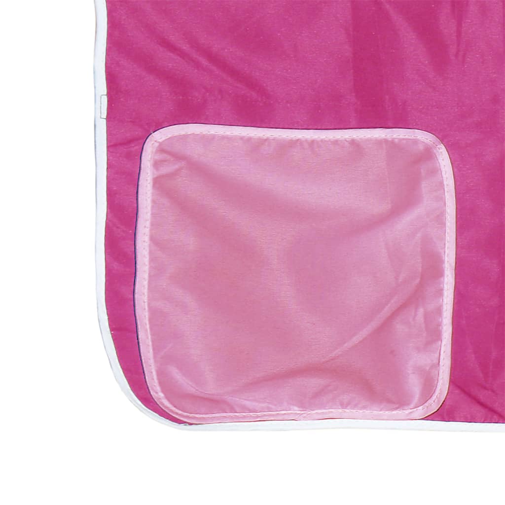 Letto a Soppalco con Tende Bambini Rosa 90x200 cm Massello Pino - homemem39