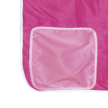 Letto a Soppalco con Tende Bambini Rosa 90x190 cm Massello Pino - homemem39