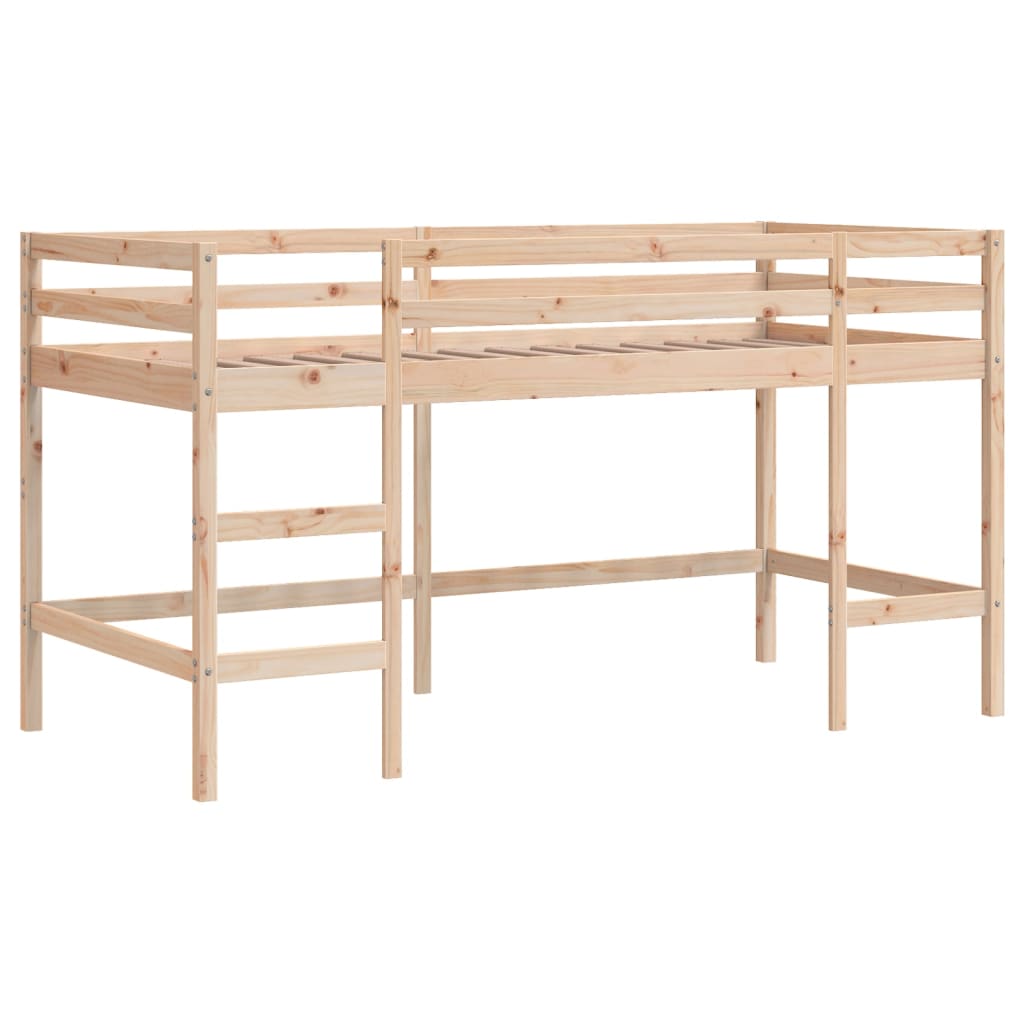 Letto a Soppalco con Tunnel Bambini Rosa 80x200cm Massello Pino