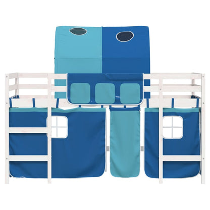 Letto a Soppalco con Tunnel Bambini Blu 90x190cm Massello Pino - homemem39
