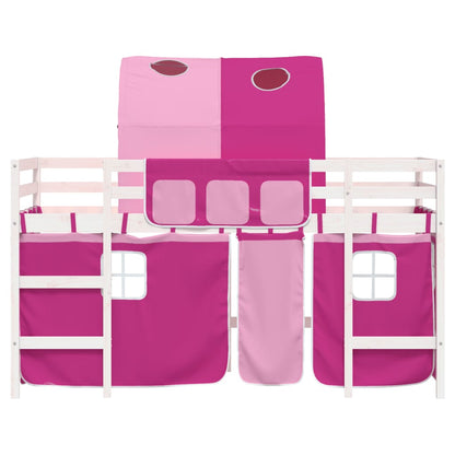 Letto a Soppalco con Tunnel Bambini Rosa 90x190cm Massello Pino - homemem39