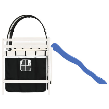 Letto a Soppalco con Tunnel Bambini Bianco e Nero 80x200cm Pino