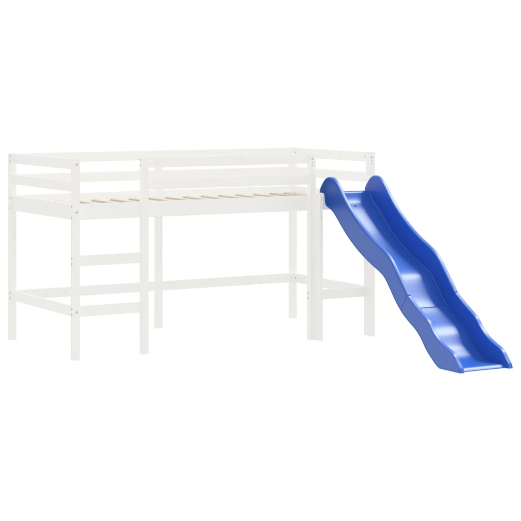 Letto a Soppalco con Tunnel Bambini Blu 80x200cm Massello Pino - homemem39