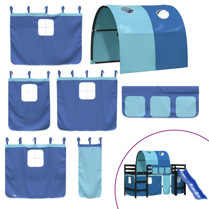 Letto a Soppalco con Tunnel Bambini Blu 80x200cm Massello Pino - homemem39