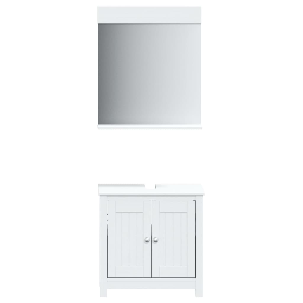 Set Mobili da Bagno 2 pz BERG Bianco in Legno Massello di Pino | homemem39