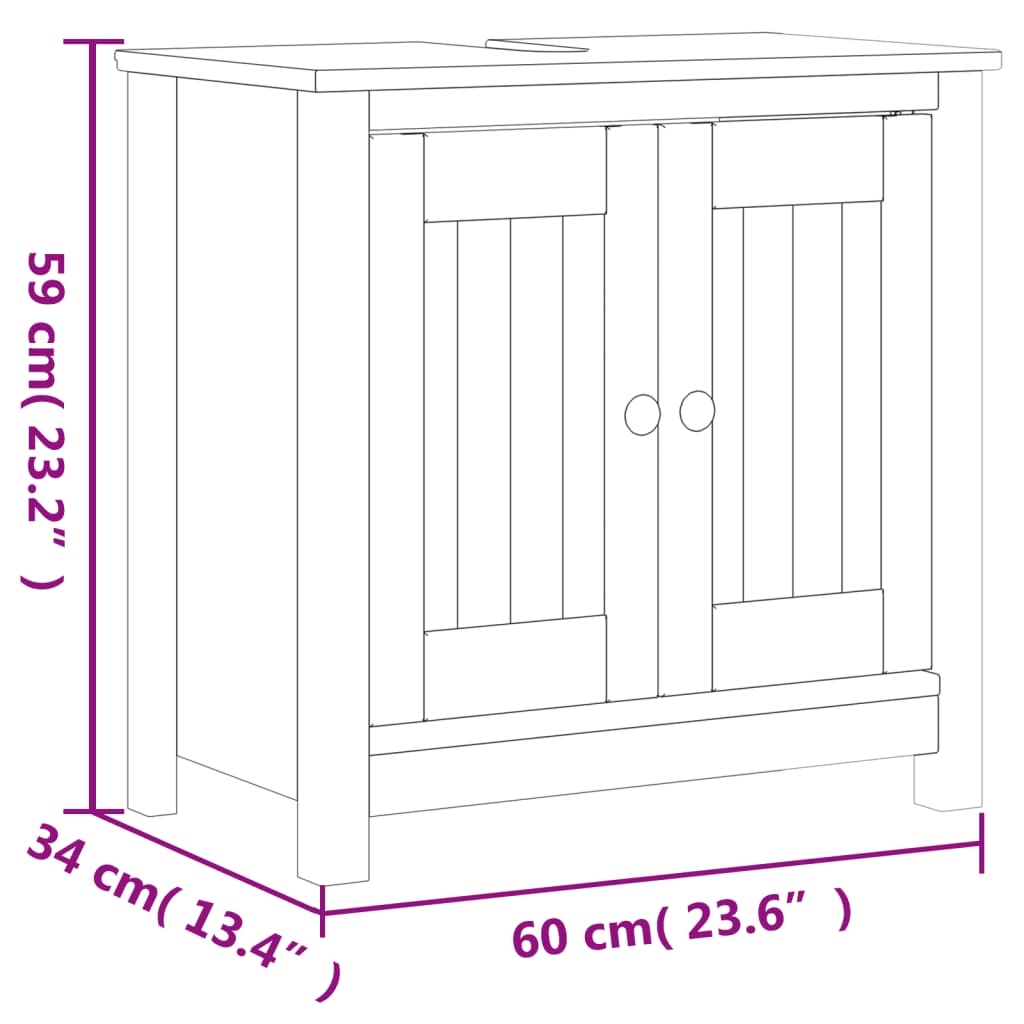 Set Mobili da Bagno 2 pz BERG Bianco in Legno Massello di Pino | homemem39