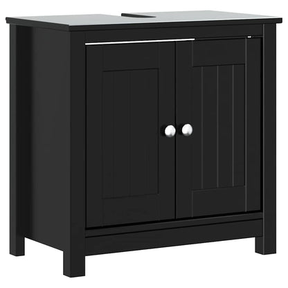 Set Mobili da Bagno 2 pz BERG Nero in Legno Massello di Pino | homemem39