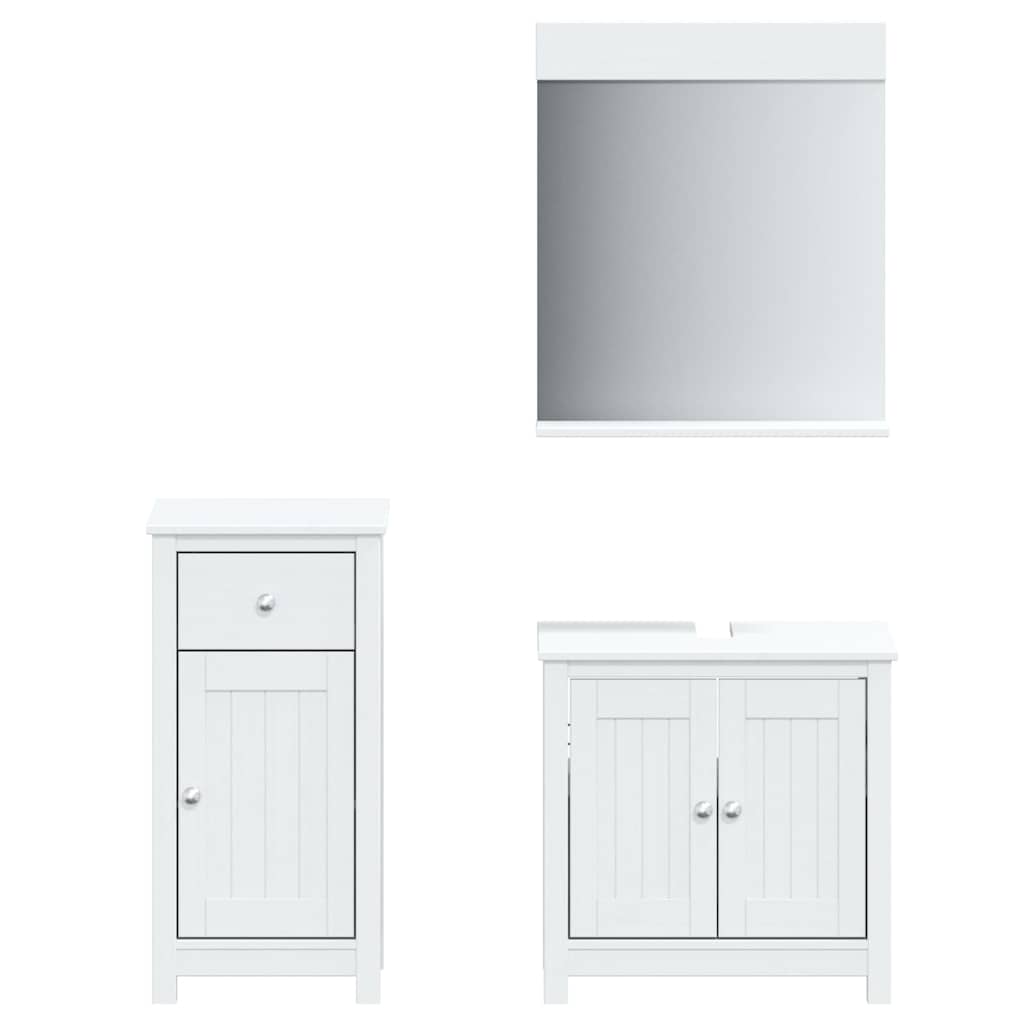 Set Mobili da Bagno 3 pz BERG Bianco in Legno Massello di Pino | homemem39