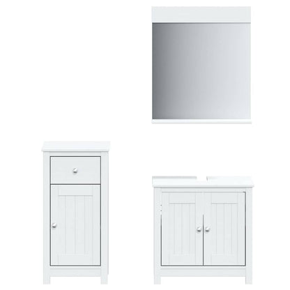 Set Mobili da Bagno 3 pz BERG Bianco in Legno Massello di Pino | homemem39