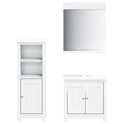 Set Mobili da Bagno 3 pz BERG Bianco in Legno Massello di Pino | homemem39
