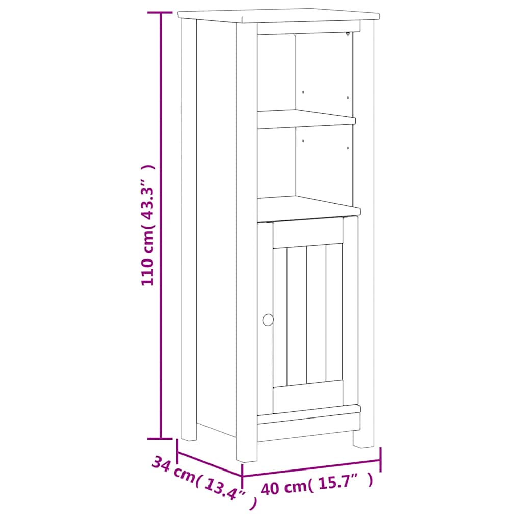 Set Mobili da Bagno 3 pz BERG Nero in Legno Massello di Pino | homemem39