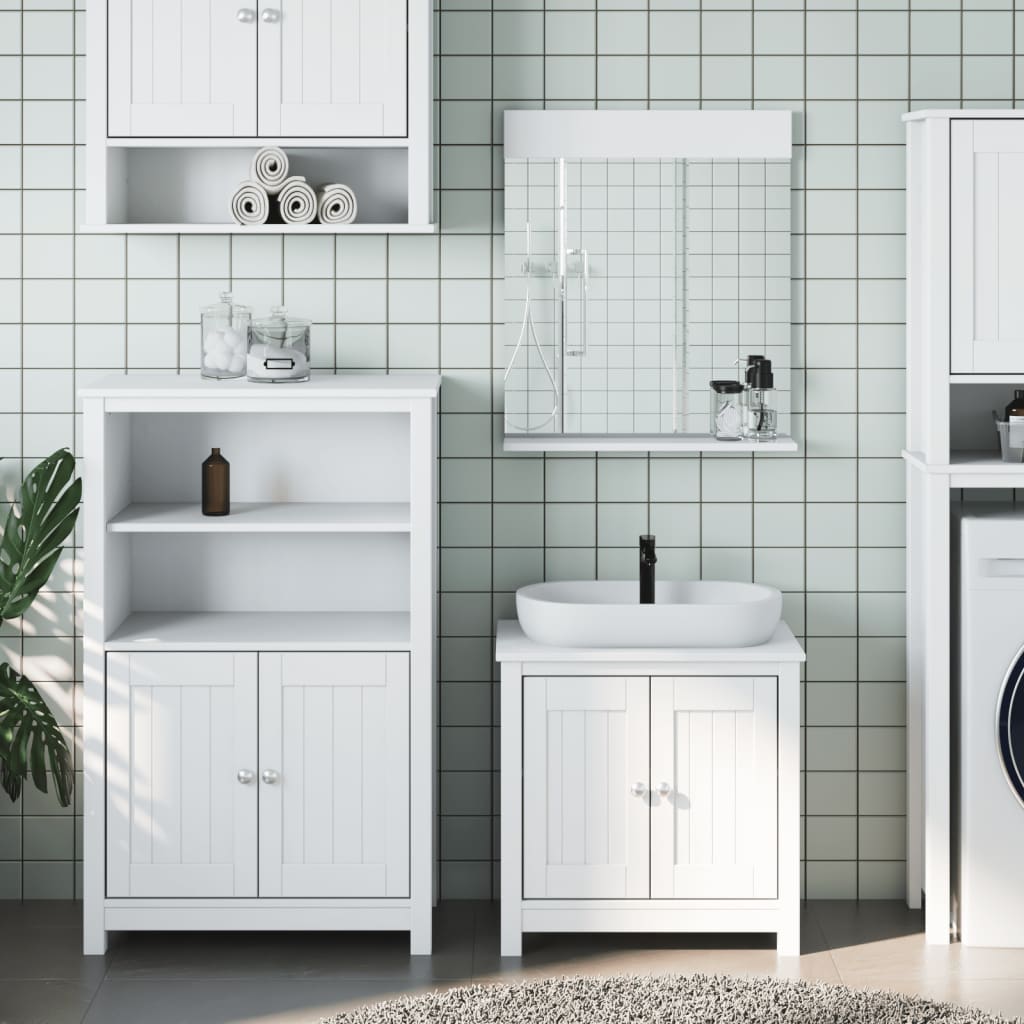 Set Mobili da Bagno 3 pz BERG Bianco in Legno Massello di Pino | homemem39