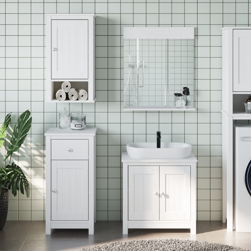 Set Mobili da Bagno 3 pz BERG Bianco in Legno Massello di Pino | homemem39