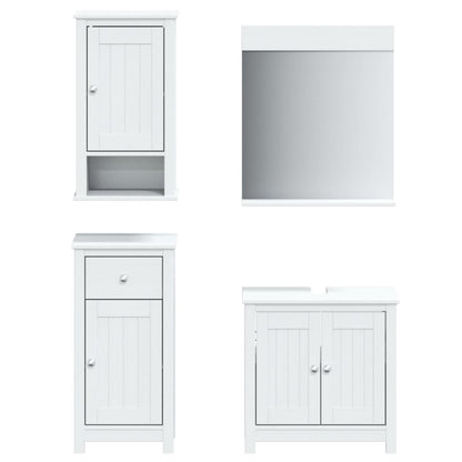 Set Mobili da Bagno 4 pz BERG Bianco in Legno Massello di Pino | homemem39