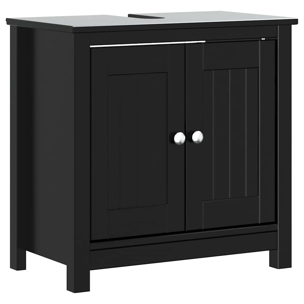 Set Mobili da Bagno 4 pz BERG Nero in Legno Massello di Pino | homemem39