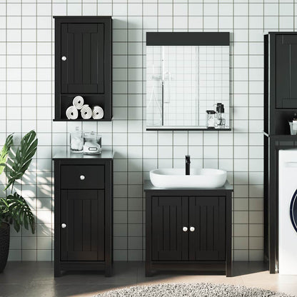 Set Mobili da Bagno 4 pz BERG Nero in Legno Massello di Pino | homemem39