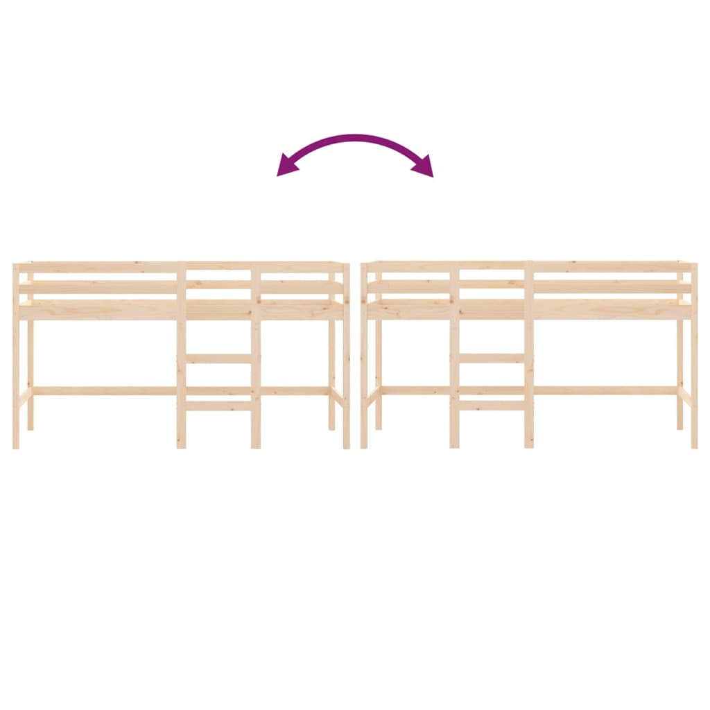 Letto Soppalco con Scala Bambini 80x200cm Massello Pino - homemem39