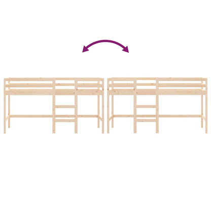 Letto Soppalco con Scala Bambini 80x200cm Massello Pino - homemem39