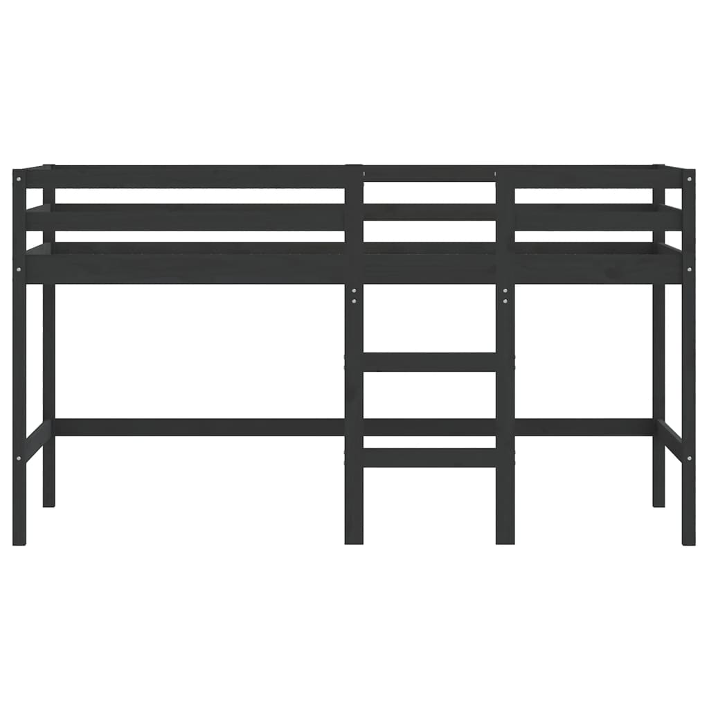 Letto Soppalco con Scala Bambini Nero 80x200cm Massello Pino - homemem39