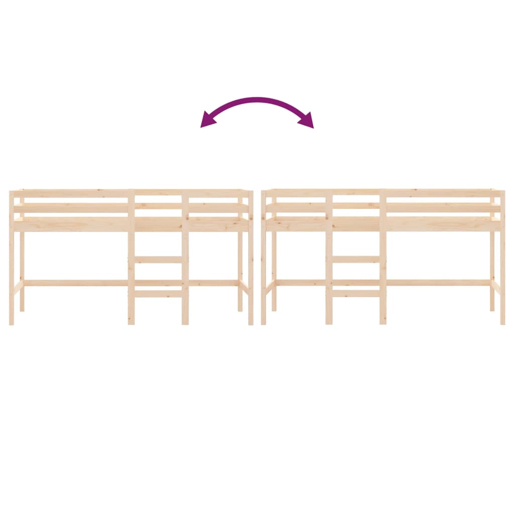 Letto Soppalco con Scala Bambini 90x200 cm Legno Massello Pino - homemem39