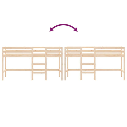 Letto Soppalco con Scala Bambini 90x200 cm Legno Massello Pino - homemem39