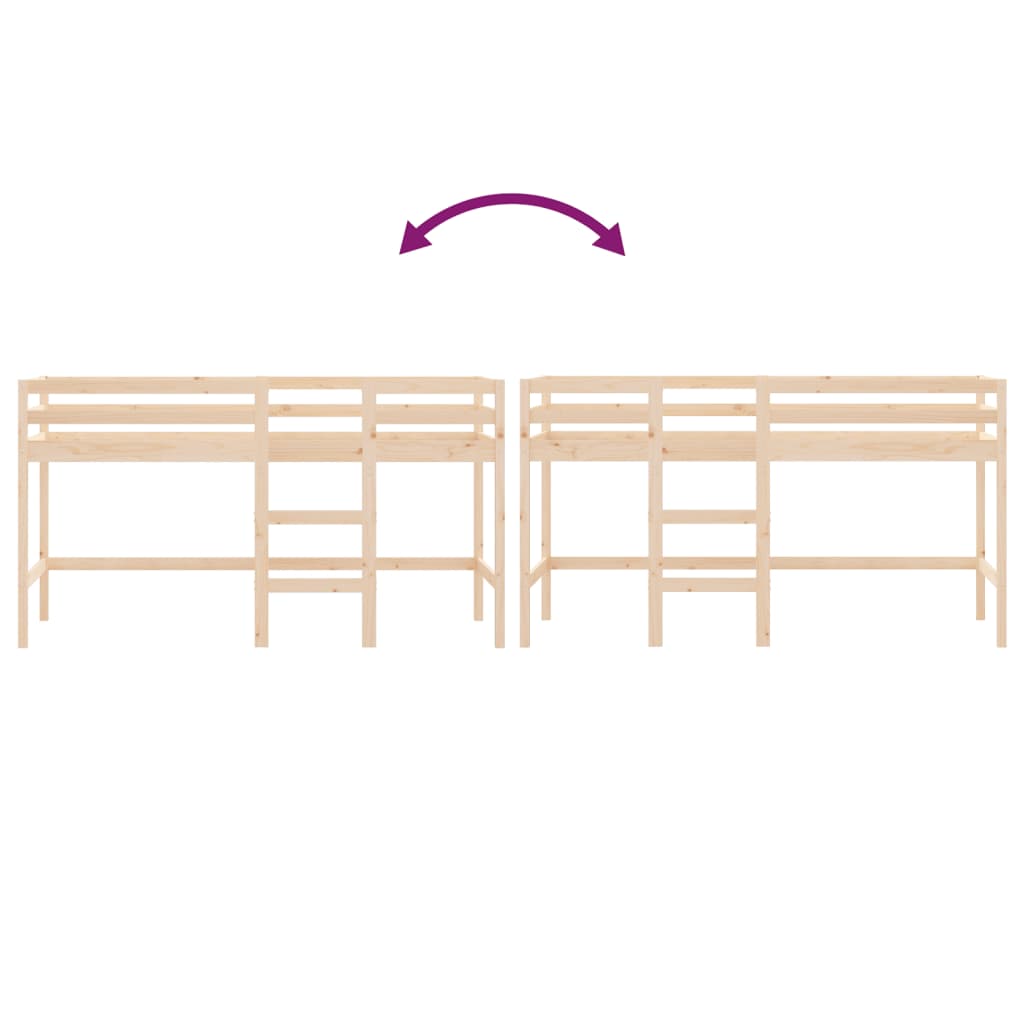 Letto Soppalco con Scala Bambini 90x190 cm Legno Massello Pino