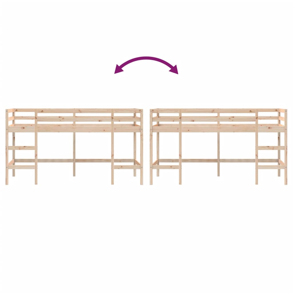 Letto Soppalco con Scala Bambini 80x200cm Massello Pino - homemem39