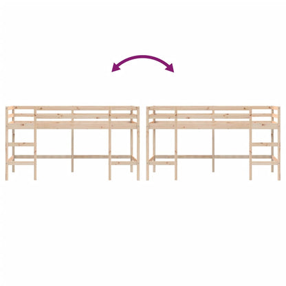 Letto Soppalco con Scala Bambini 80x200cm Massello Pino - homemem39