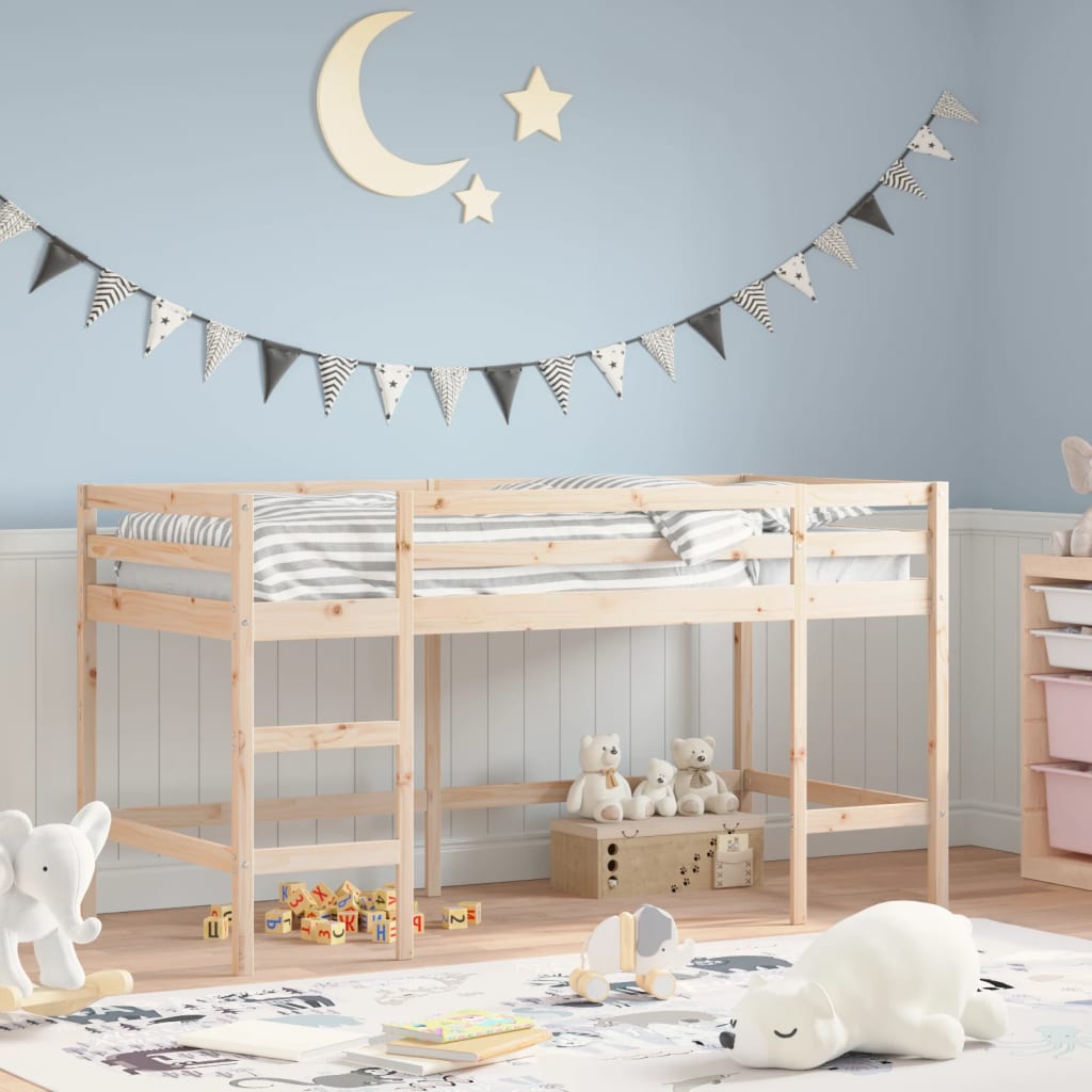 Letto Soppalco con Scala Bambini 80x200cm Massello Pino - homemem39