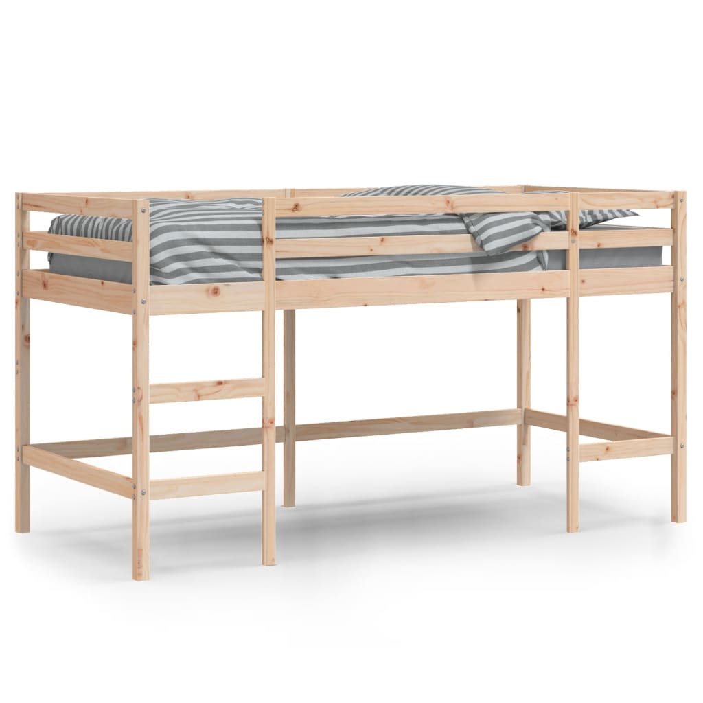 Letto Soppalco con Scala Bambini 90x200 cm Legno Massello Pino - homemem39