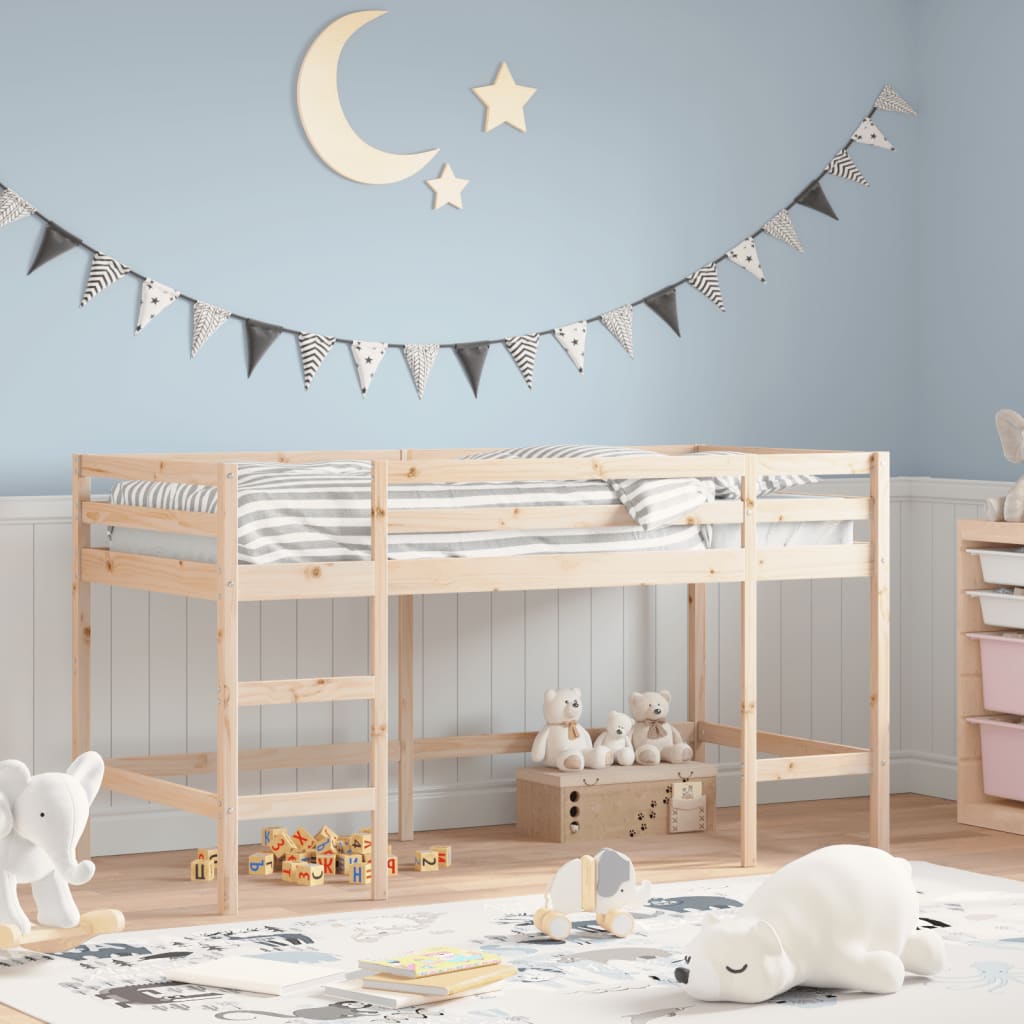 Letto Soppalco con Scala Bambini 90x200 cm Legno Massello Pino - homemem39