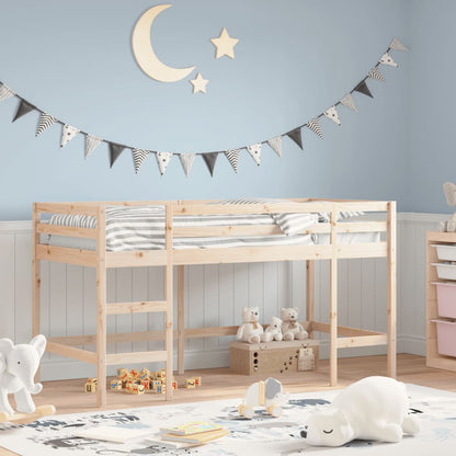 Letto Soppalco con Scala Bambini 90x200 cm Legno Massello Pino - homemem39