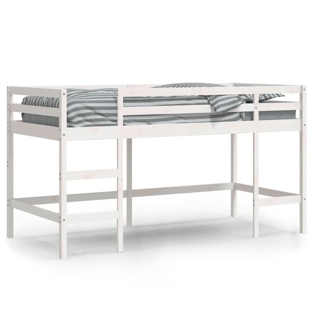 Letto Soppalco con Scala Bambini 90x190 cm Legno Massello Pino - homemem39