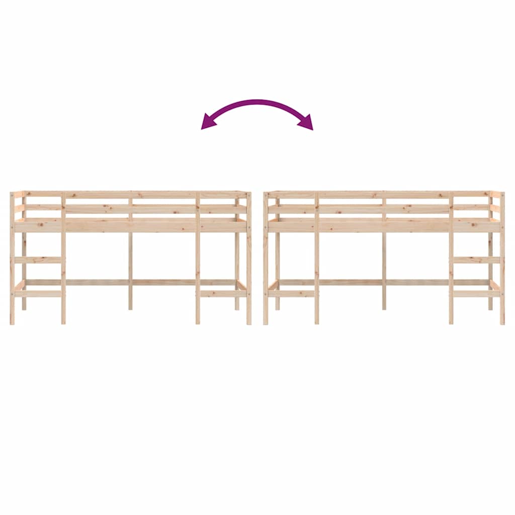 Letto Soppalco con Scala Bambini 90x190 cm Legno Massello Pino | homemem39