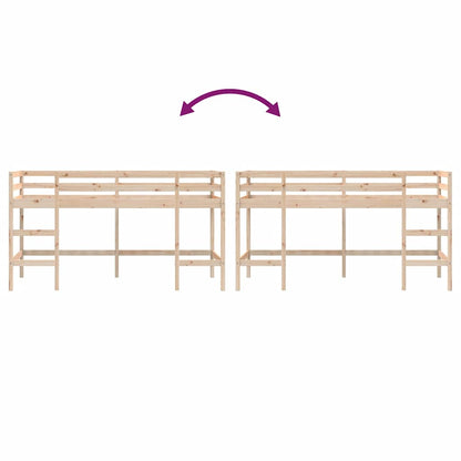 Letto Soppalco con Scala Bambini 90x190 cm Legno Massello Pino | homemem39