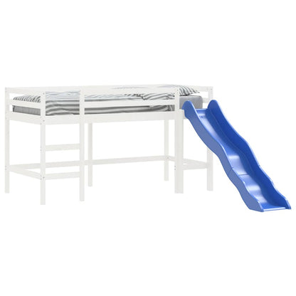 Letto Soppalco Scivolo Bambini Bianco 80x200 cm Massello Pino - homemem39