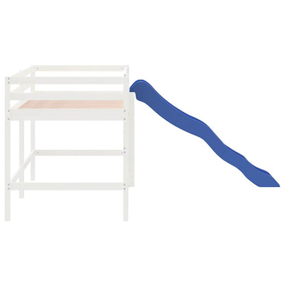 Letto Soppalco Scivolo Bambini Bianco 80x200 cm Massello Pino - homemem39