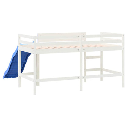 Letto Soppalco Scivolo Bambini Bianco 80x200 cm Massello Pino - homemem39