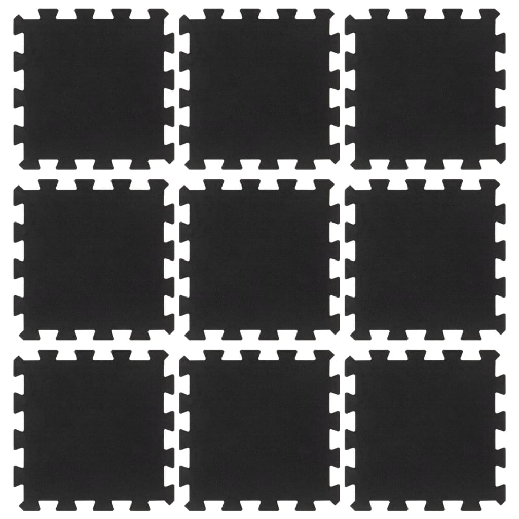 Piastrelle per Pavimenti in Gomma 9 pz Nere 16 mm 30x30 cm | homemem39