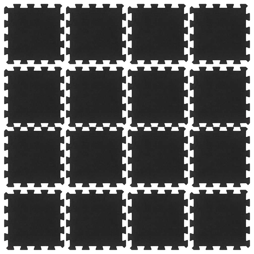 Piastrelle per Pavimenti in Gomma 16 pz Nere 16 mm 30x30 cm | homemem39