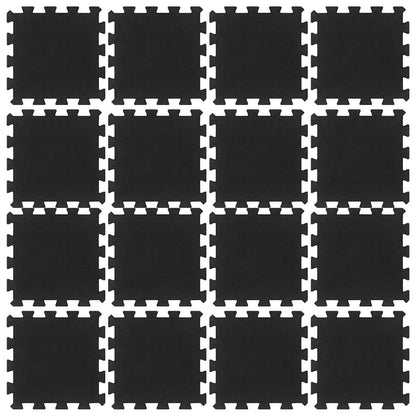 Piastrelle per Pavimenti in Gomma 16 pz Nere 16 mm 30x30 cm | homemem39