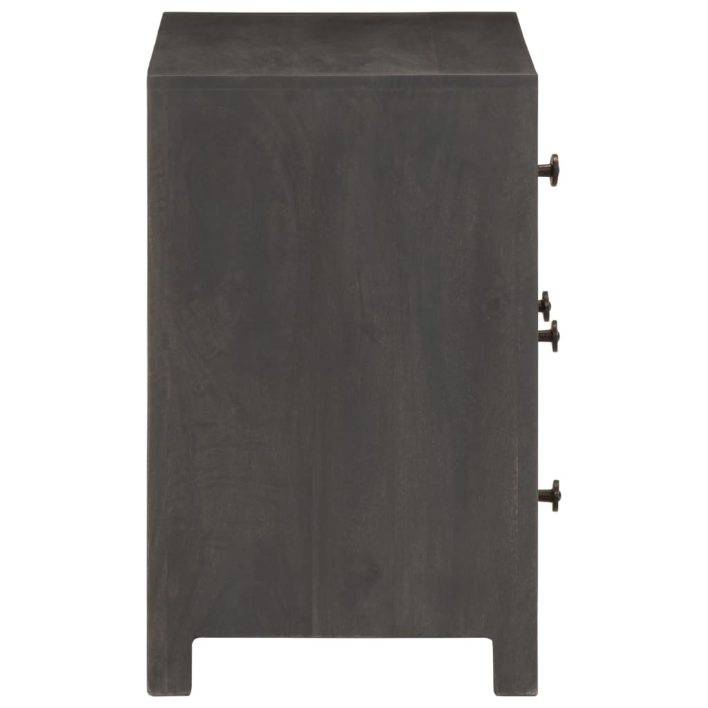 Credenza Bianco e Grigio 75x35x55 cm in Legno Massello di Mango