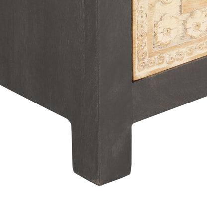 Credenza Bianco e Grigio 75x35x55 cm in Legno Massello di Mango